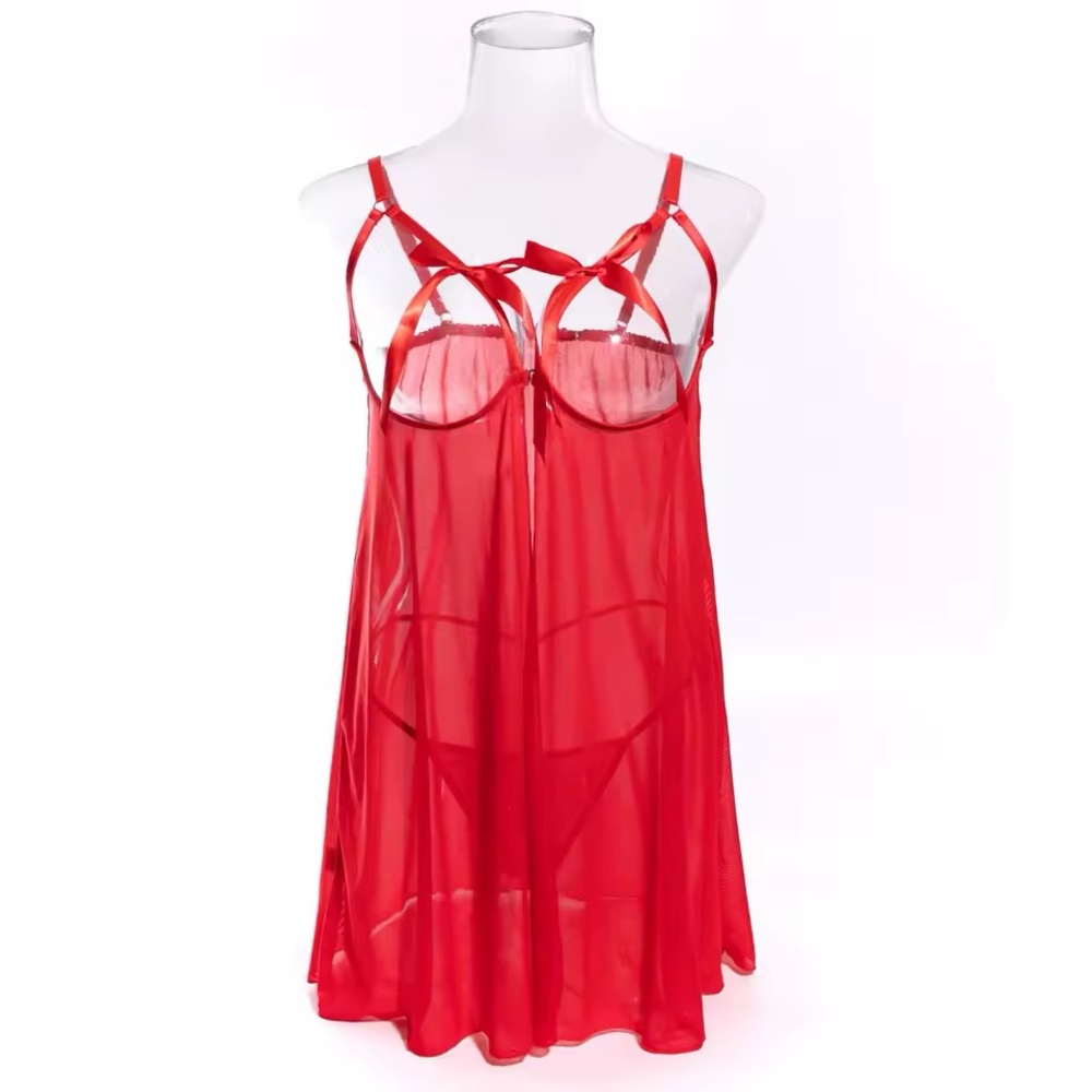 NWT Sexy Cage Red Sheer Babydoll Lingerie